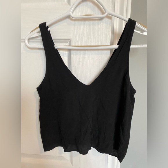 Aritzia Wilfred black v neck tank with tie back - Picture 1 of 2